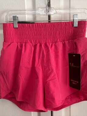Angel Cult Pink Athletic Shorts Size M NWT High Rise Smocked Waist Running Gym